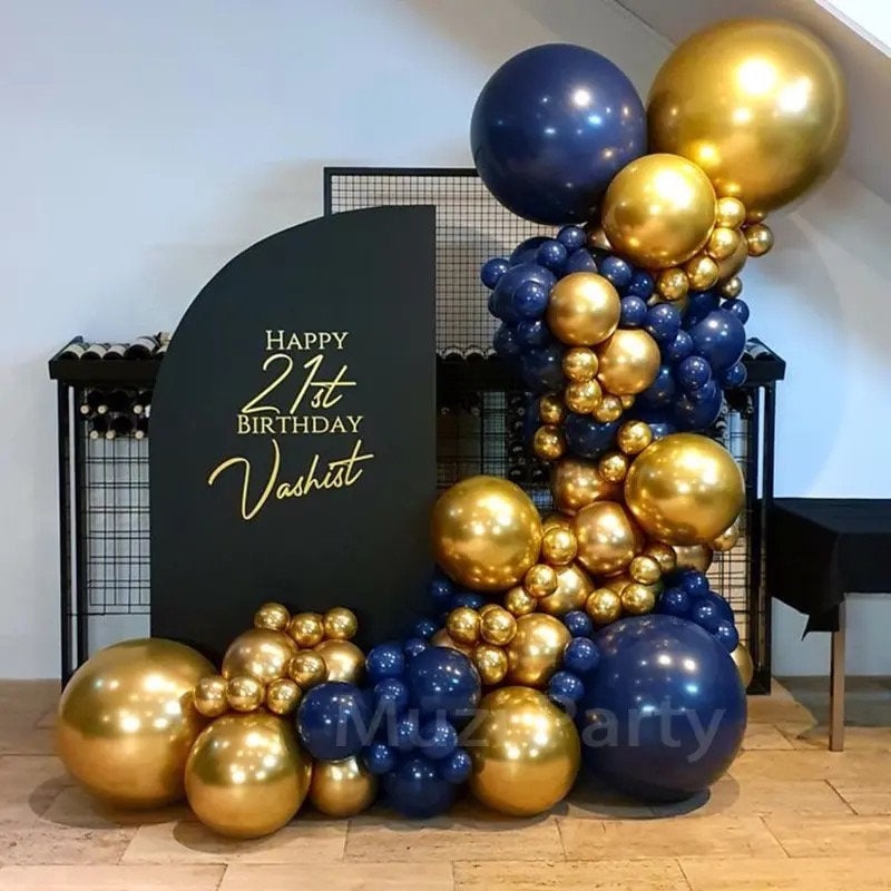 Navy and Chrome Gold Balloon Arch Garland Balloon DIY Kit Blue Balloon Garland Blue and Gold Balloon Backdrop Luxury Navy and Gold Arch Etsy UK