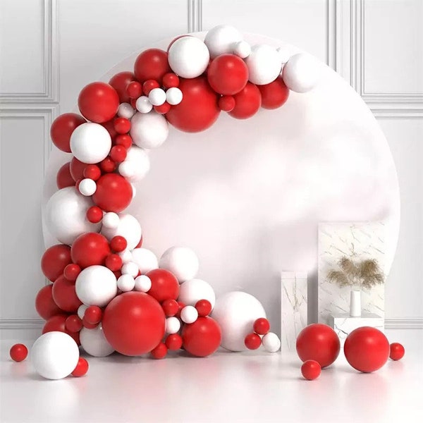 Guirlande de ballons rouges et blancs, guirlande d'arche de ballons de fiançailles, guirlande de ballons de Noël, arche de ballons de la Saint-Valentin, décor de fête rouge et blanc