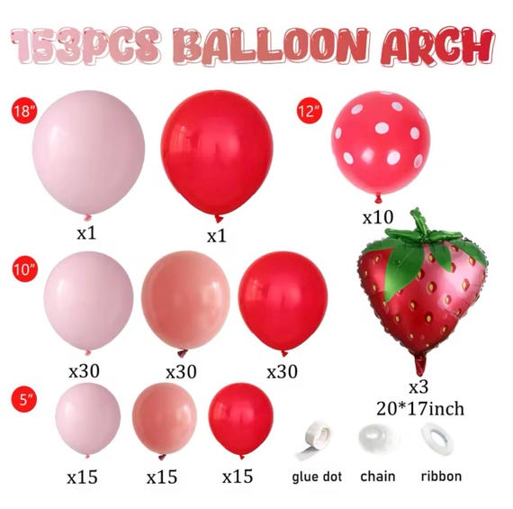 19 Stück Erdbeerballons – Erdbeer Geburtstag Deko Mit Folienballon & Latexballons – Für Mottopartys