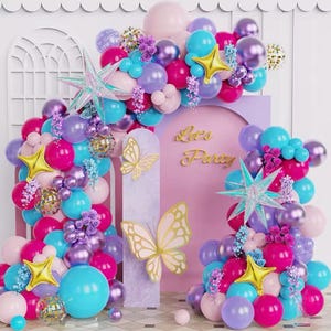 Butterfly Balloon Garland Kit | Pink Purple Balloon Arch for Fairy Garden Party | Baby Shower Balloons | Girls Birthday Decorations