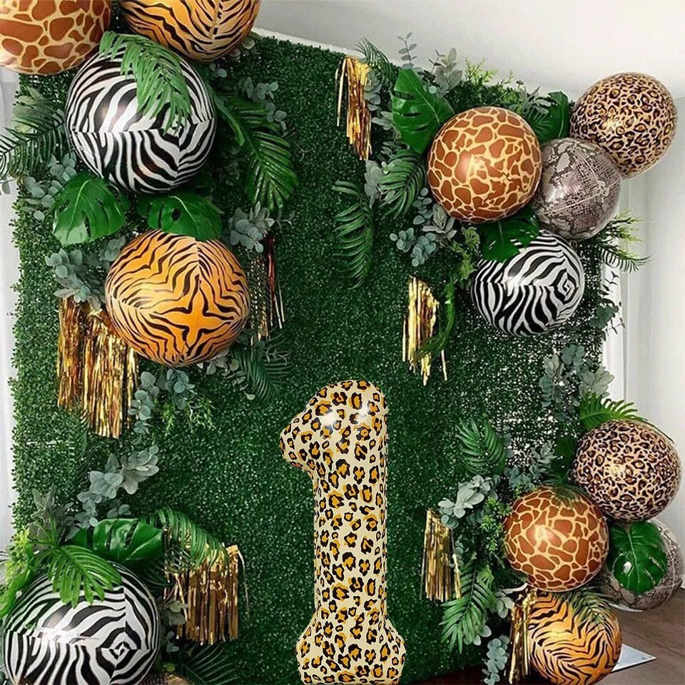 Palloncini Safari A Tema Giungla 30,5 Cm, 50 Pezzi Misti Tigre Leopardo Zebra, Decorazioni Festa Compleanno