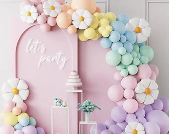 Pastel Daisy Balloon Garland Kit, Baby Shower, 1st Birthday Decor