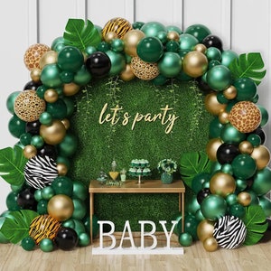 120 Stück Grüne Dschungel Ballon Bogen Girlande Kit, Ballon DIY Kit, Dschungel Baby Shower Dekorationen, Safari Ballon Girlande, Dschungel Party Ballons