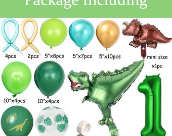 Ballons Dinosaure 3D - Lot De 8 Ballons Géants Pour Fête D'anniversaire Thème Jungle - Aluminium Hélium Ou Air