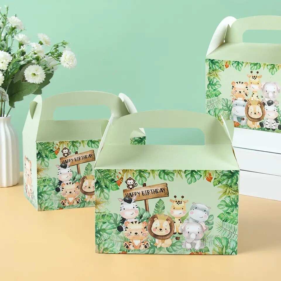 Unique Party 52163 - Pochettes Cadeau - Fête à thème des Animaux de Jungle - Paquet de 8