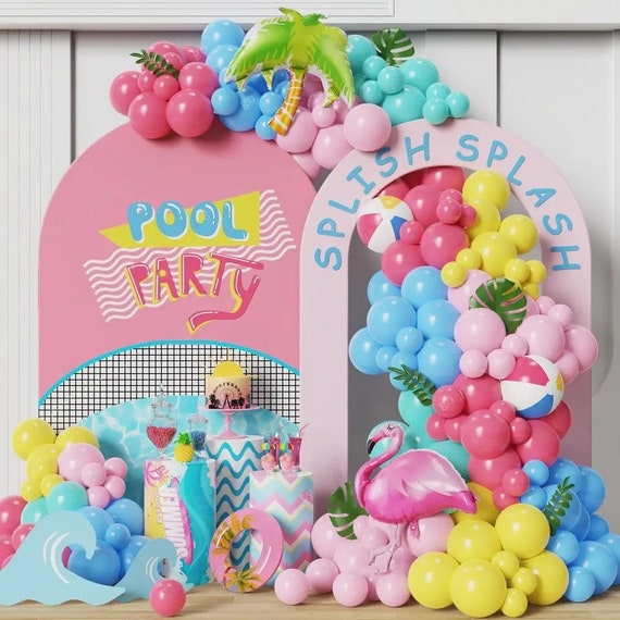 Summer Pool Party Balloon Garland Kit, Tropical Flamingo Beach Decor