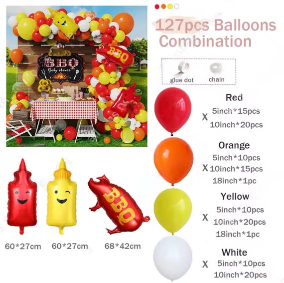 Guirlande Anniversaire Thème Barbecue – Happy Birthday Avec Brochettes, Ketchup & Grill Pour Fête Enfant Ou Adulte En Jardin