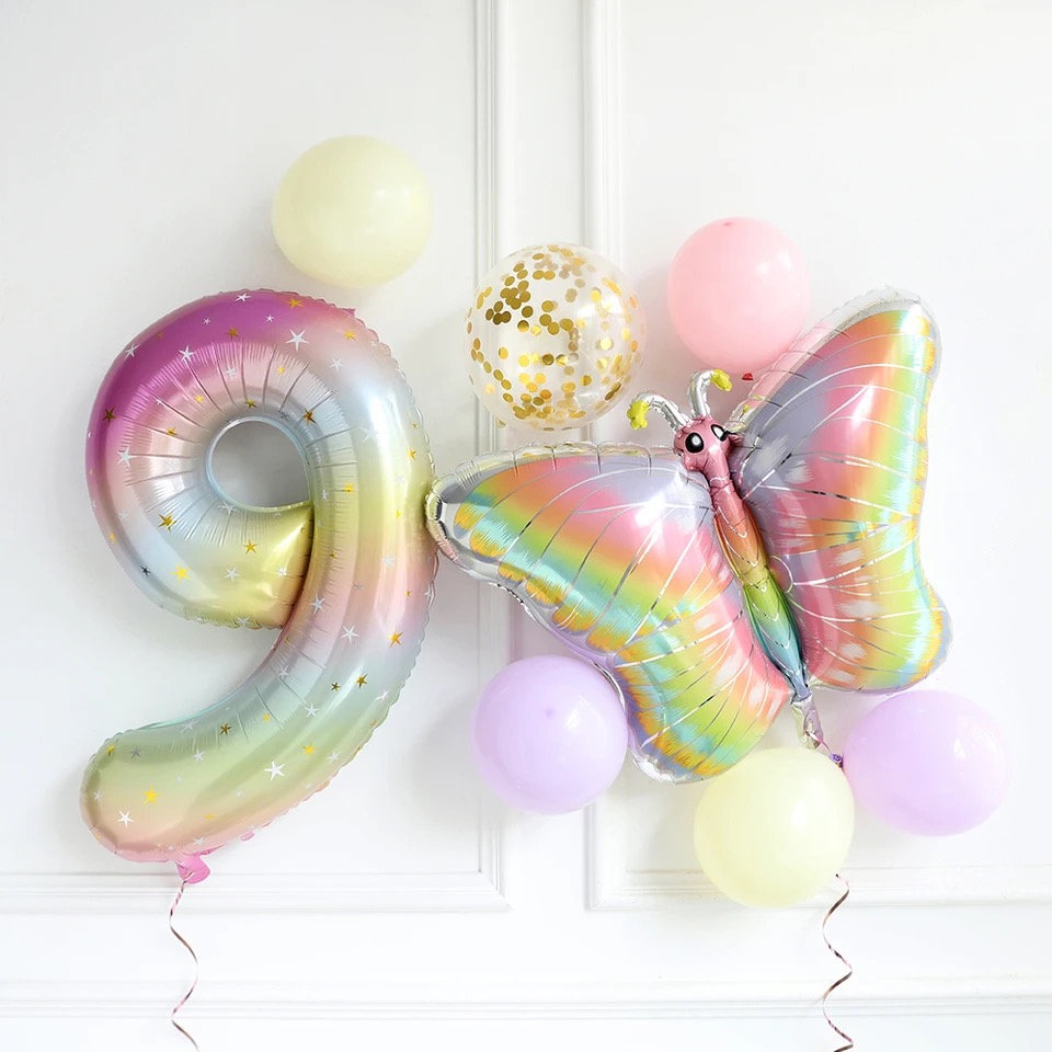Thoquene 6 Schmetterlings-Folienballons – Bunte Deko Für Mädchen-Geburtstag – Wiederverwendbar & Leicht Aufblasbar Partydeko Mädchen Geburtstag Luftballons Set
