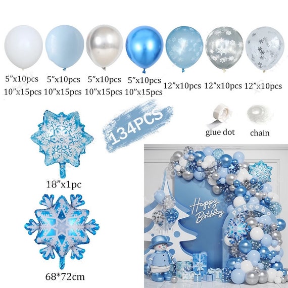 132PCS Ice Snow Queen Balloon Garland Kit - Snowflake Decorations For Winter Wonderland Parties