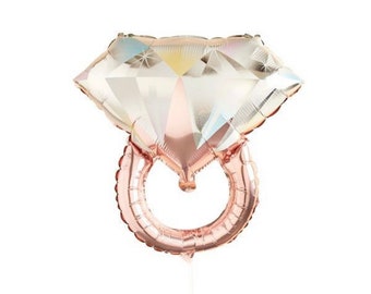 Rose Gold Diamond Ring Balloon: Bachelorette Party Decor (6 Inches)