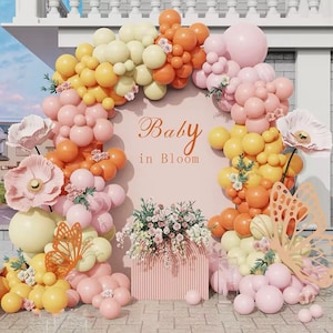 154 stücke Baby In Bloom Baby Shower Ballon Girlanden Kit, Pastell Frühling Ballon Bogen, Orange Gelb Rosa Geburtstag Ballons, Pastell Party Decor