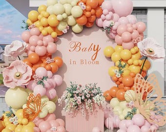Kit de guirnalda de globos "Baby in Bloom" / Arco floral para baby shower / Decoraciones para fiesta de mariposas