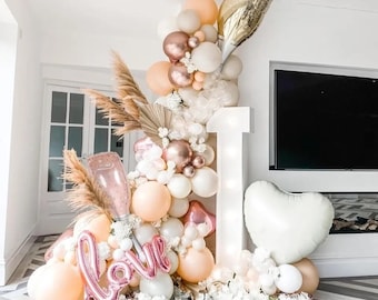 Kit de guirnalda de globos neutros: globos de color oro rosa, melocotón y champán