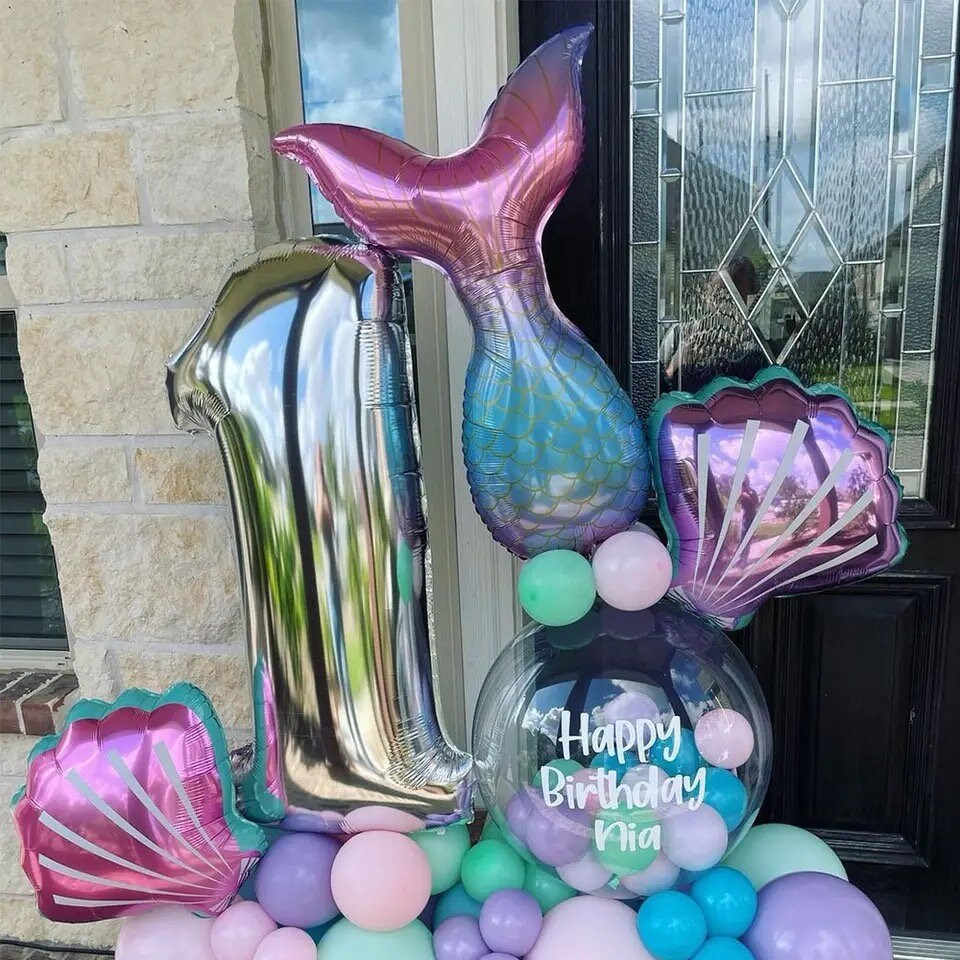 Ballon Sirène XXL En Aluminium - Décoration Anniversaire Enfant, Fête Océan | Gonflage Hélium Ou Air, 118 Cm