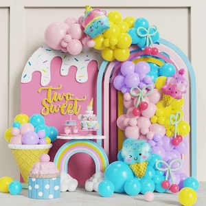 Summer Candy Ice Cream Balloon Arch Garland, Balloon DIY Kit, Candy Birthday Balloons, Pastel Balloon Garland, Sweet Cupcake Balloon Arch