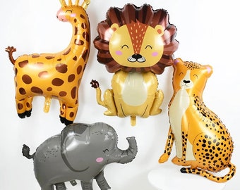 Jungle Animal Foil Balloon, Cartoon Animal Balloons, Jungle Birthday Party Decor, Safari Birthday Balloons, Animal Themed Birthday Decor