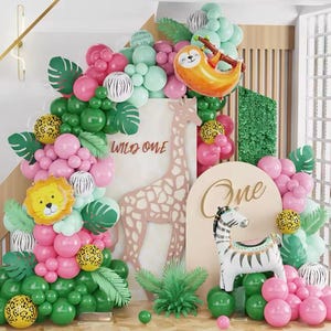 Wild One Safari Balloon Garland Kit: Jungle Animal Party Decor