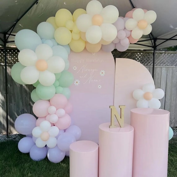 Palloncini A Margherita Per Compleanno - Set Da 7 Pezzi Con Numero 1 Oro Rosa 101 Cm - Mylar - 3