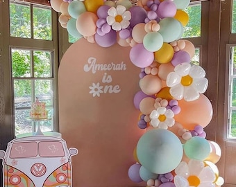 Pastel Daisy Balloon Garland Kit, Groovy Birthday, Baby Shower Decor