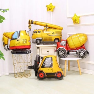 Palloncini foil per veicoli da costruzione, Palloncini compleanno ingegneria, Forniture per feste in camion, Palloncini per camion di cemento con gru, Palloncini per carrelli elevatori, Festa per scavatori