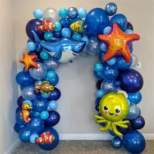 122pcs Sea Animal Balloon Garland, Under The Sea Birthday Decorations, Ocean Animals Balloons, Sea Party Supplies, Ocean Themed Party Decor