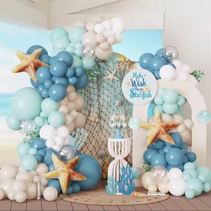 Starfish Balloon Garland Kit 127pcs | Ocean Theme Balloon Arch for Beach Party, Hawaii Birthday, Baby Shower or Under the Sea Decor