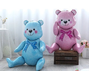 3D Bear Foil Balloon: Pink or Blue Baby Shower Decor