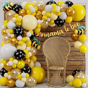 110pcs Mama To Bee Balloon Garland, Bee Baby Shower Balloon Arch Kit, Yellow Baby Shower Garland, Bee Birthday Decorations