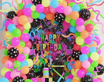 Neon Balloon Arch Garland Kit, UV Glow Party Decor