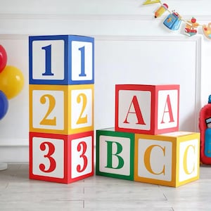 Bloques del alfabeto ABC de 3 piezas, decoraciones para fiestas de cumpleaños con números 123, bloques de decoración para la vuelta al cole, cajas para baby shower, bloques gigantes con números para bebés