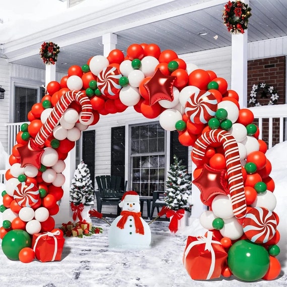 Kit de guirnalda de arco de globos de Navidad, 192 unidades, bastón de Kit de guirnalda de arco de globos de Navidad, 192 unidades, bastón de