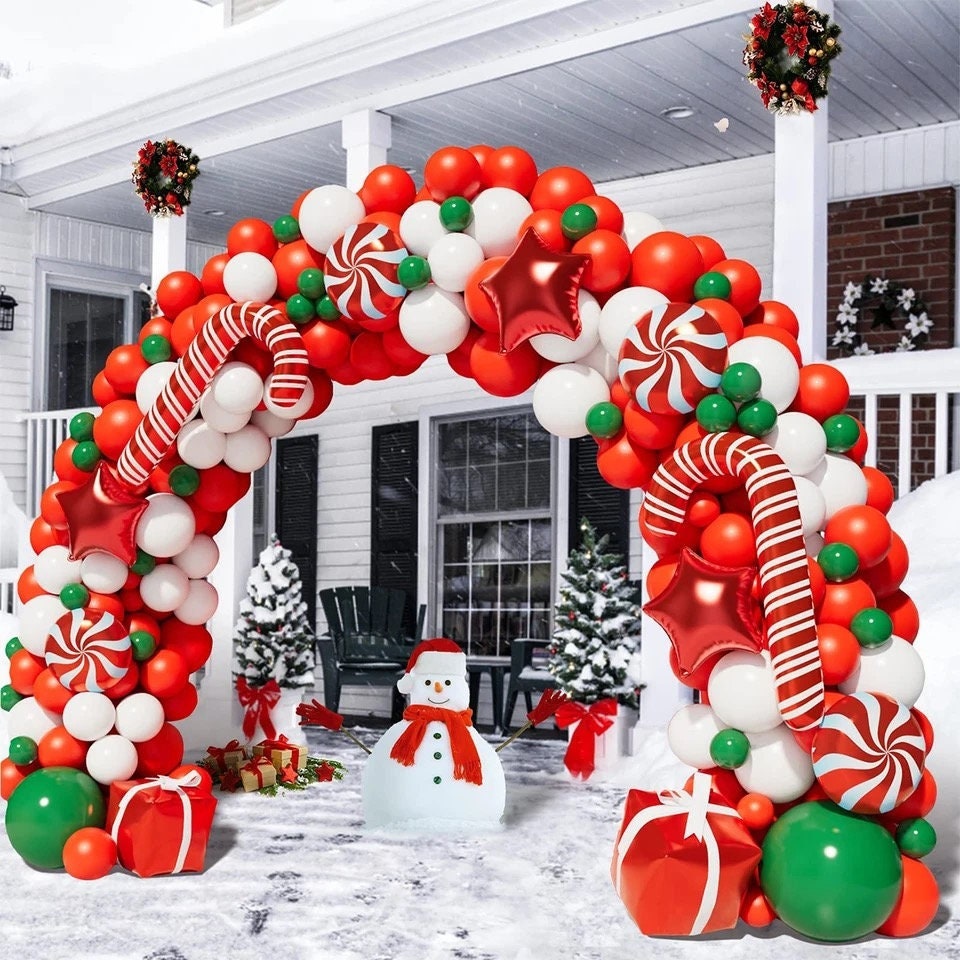 Ready Merry Christmas Red White Party Xmas Balloon Garland Arch Kit Sets  Latex Ballon Set