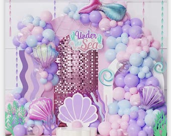 Kit ghirlanda di palloncini a forma di sirena: decorazioni per feste sottomarine