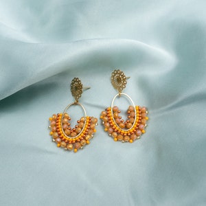 LULADA | Hanging earring made of orange glass beads, Statement Earring, Arelita, Gift Idea Girlfriend, Summer Beach Earring, Boho Jewelry