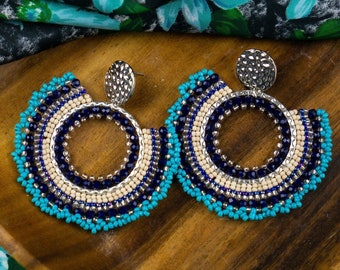 GUATAVITA | Pearl earrings, handmade, boho earrings, elegant earrings, statement earrings colorful, Arelita, large earrings, gift idea