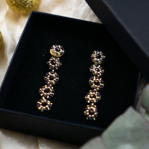 NOVENA | festive drop earrings red gold, pearl earrings, Arelita, wedding earrings, bridal jewelry, elegant earrings, statement earrings
