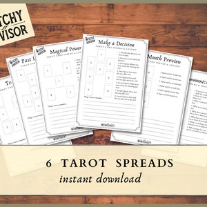 Spread di tarocchi stampabili, download istantaneo di 6 spread di tarocchi per streghe