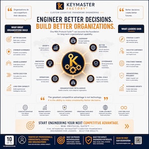KeymasterEngine Mini Protocol Suite demonstrating how structured cognitive engineering helps organizations improve decision-making, governance, leadership, innovation, operational excellence, scalability, and sustainable business growth through five integrated executive Keymaster Frameworks.