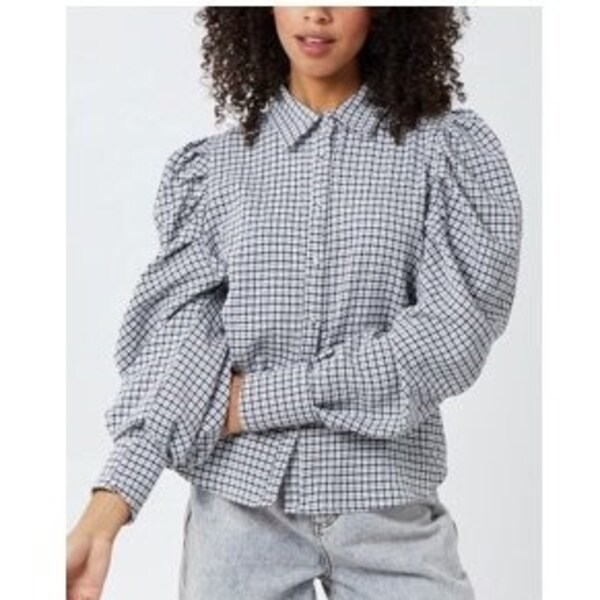 Latest Collection New Ladies Women QED London Puff Sleeve Checked Shirt