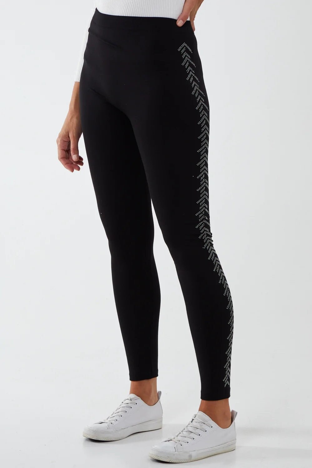 Diamante Cut Out Knee Leggings