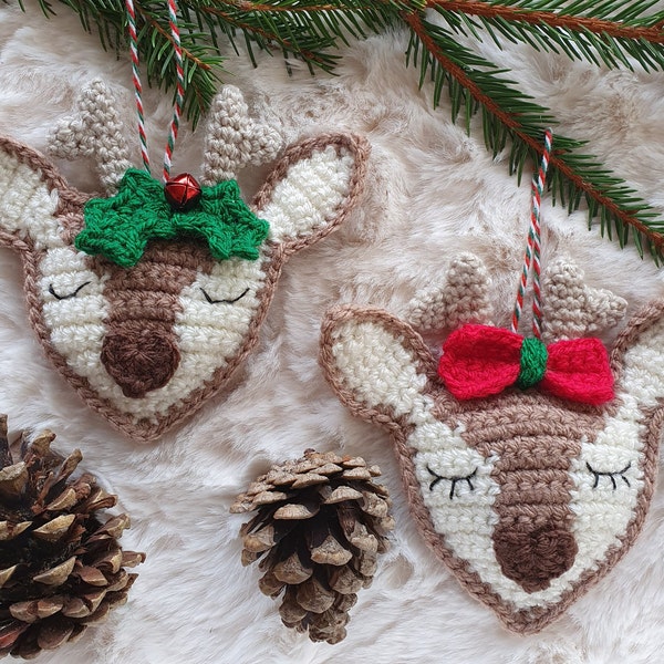 Sweet Snoozing Reindeer crochet Christmas decoration pattern | Crochet Reindeer pattern | Reindeer bauble crochet pattern