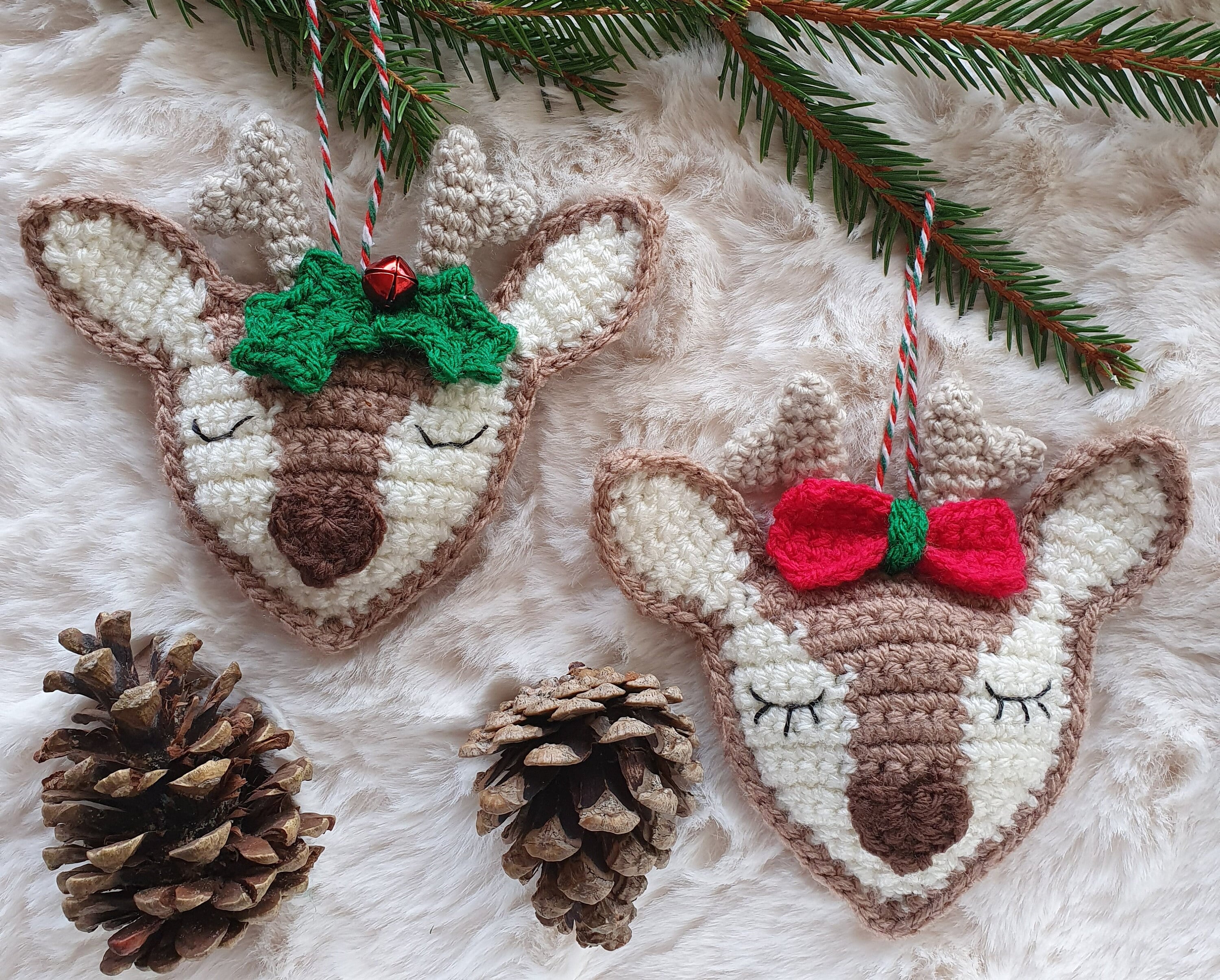 Sweet Snoozing Reindeer crochet Christmas decoration pattern | Crochet Reindeer pattern | Reindeer bauble crochet pattern
