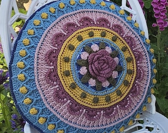 Crochet Rose Cushion Cover Pattern: Vintage Cottagecore Crochet Pillow (PDF Download)