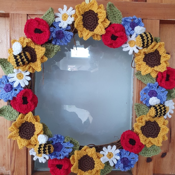 Crochet summer wreath pattern | Crochet flower wreath pattern