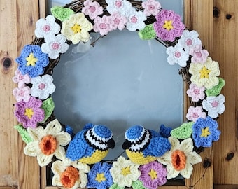 Patrón de corona de flores de primavera a crochet: decoración de Pascua estilo cottagecore (patrón en PDF)