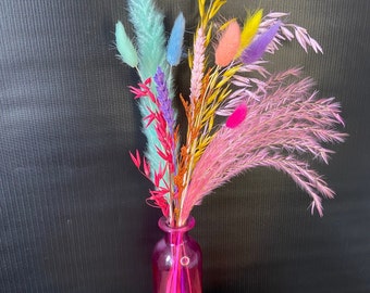 JESS | Pink, blue and cream dried flower arrangement. Pastel bright dried bouquet. Candy colours y2k room decor. Rainbow flowers. Easter