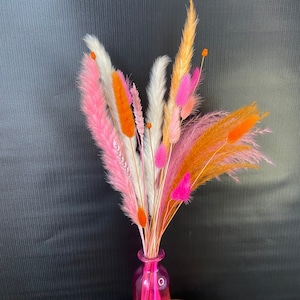 CANDY | Orange, pink, white pastel colours dried flowers bouquet. 70s room decor. Wedding/Gift /Mothers Day/rainbow pampas Easter