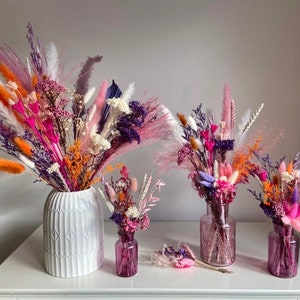 EMMA | Pink, purple, orange, cream colourful rainbow dried flowers. Home decor, Table centre piece, wedding, bridal,cottage core, colourful