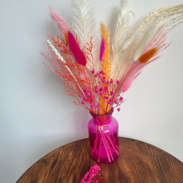 Emily | Orange, cream, pink and rust Dried flower bouquet . Colourful dried arrangement. Barbie, y2k room decor, wedding, autumn, fall.