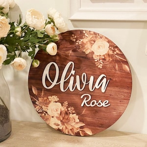 Nursery Name Sign for Girl’s Nursery Wall Decor Boho Decor Wooden Name Sign Personalized Gift Custom Nursery Decor Baby Birthday Decorations